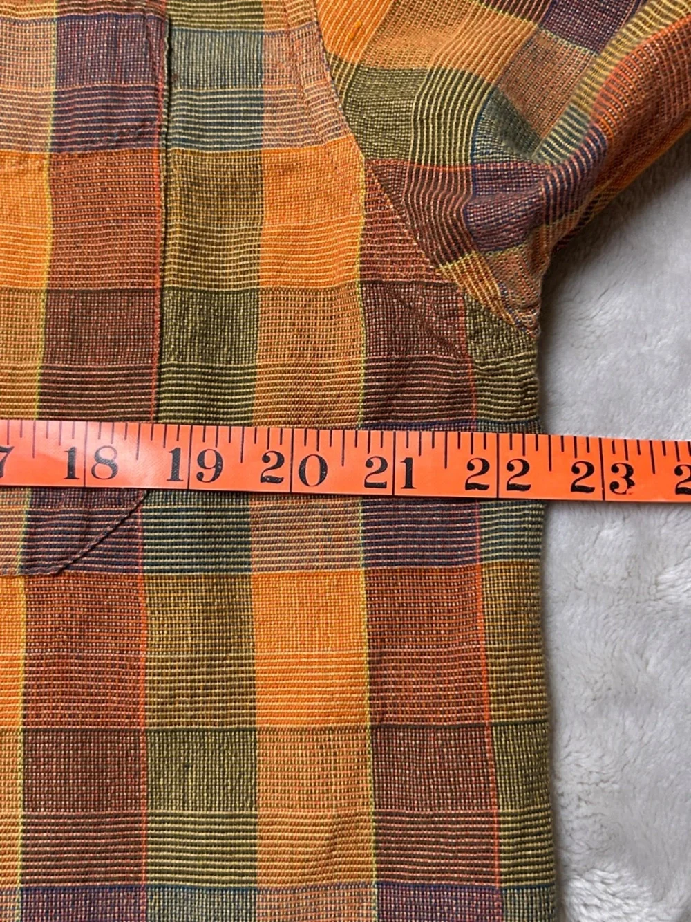 The Territory Ahead Shirt Mens M Plaid Textured Long Sleeve Orange Green - Picture 9 of 9